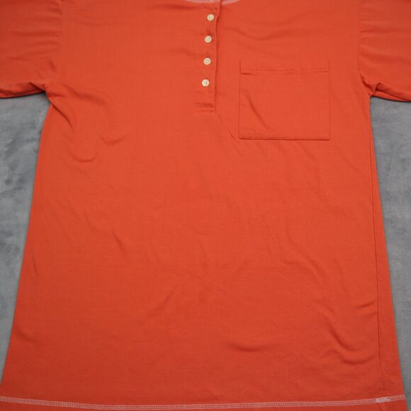 Bridge Gate Shirt Womens S Orange Short Sleeve Henley Button Pocket Knit T Shirt - Picture 9 of 15